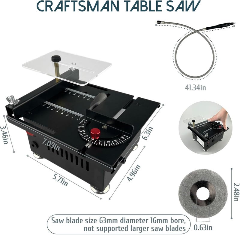 AVIF Mini Table Saw for Crafts,Small Table Saw,Multi-Functional Desk Saws,7 Speed Control,Miniature Saws-Adjustable Blade Height,Cutting, Grinding and Polishing All In One(Simplicity) - Image 2